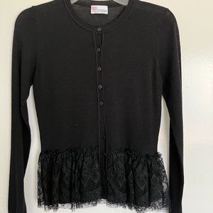 Red Valentino Black Cardigan Lace Sweater in Size XS.